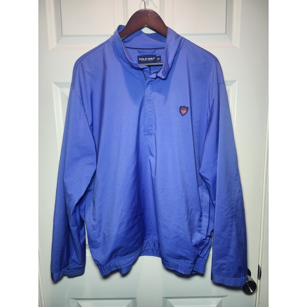 Polo Golf Ralph Lauren Blue Windbreaker Jacket Mens Large Quarter Zip Crest